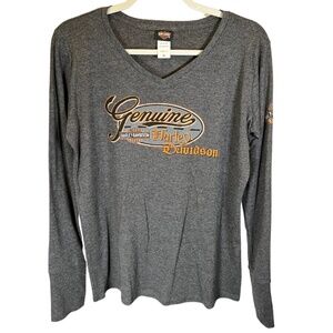 055. NWOT Genuine Harley-Davidson Logo Long Sleeve Women's Top Grey